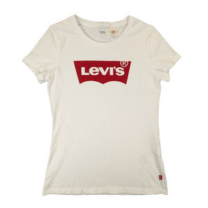 Levi's Top Small Women's White T-Shirt Short Sleeve Crew Neck 100% Cotton Tee